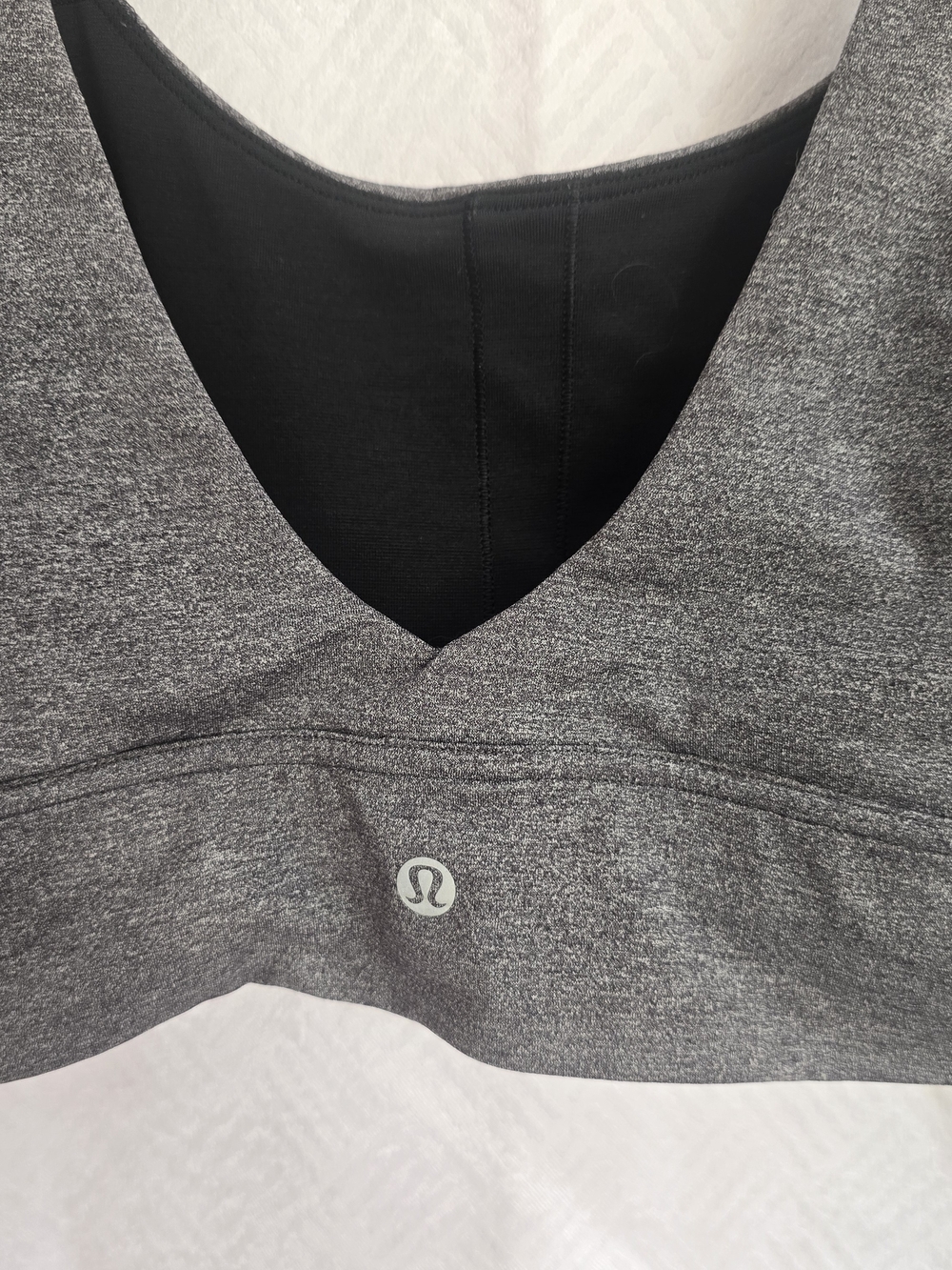 lululemon athletica Grey & Black V-Neck Cropped Sports Bra